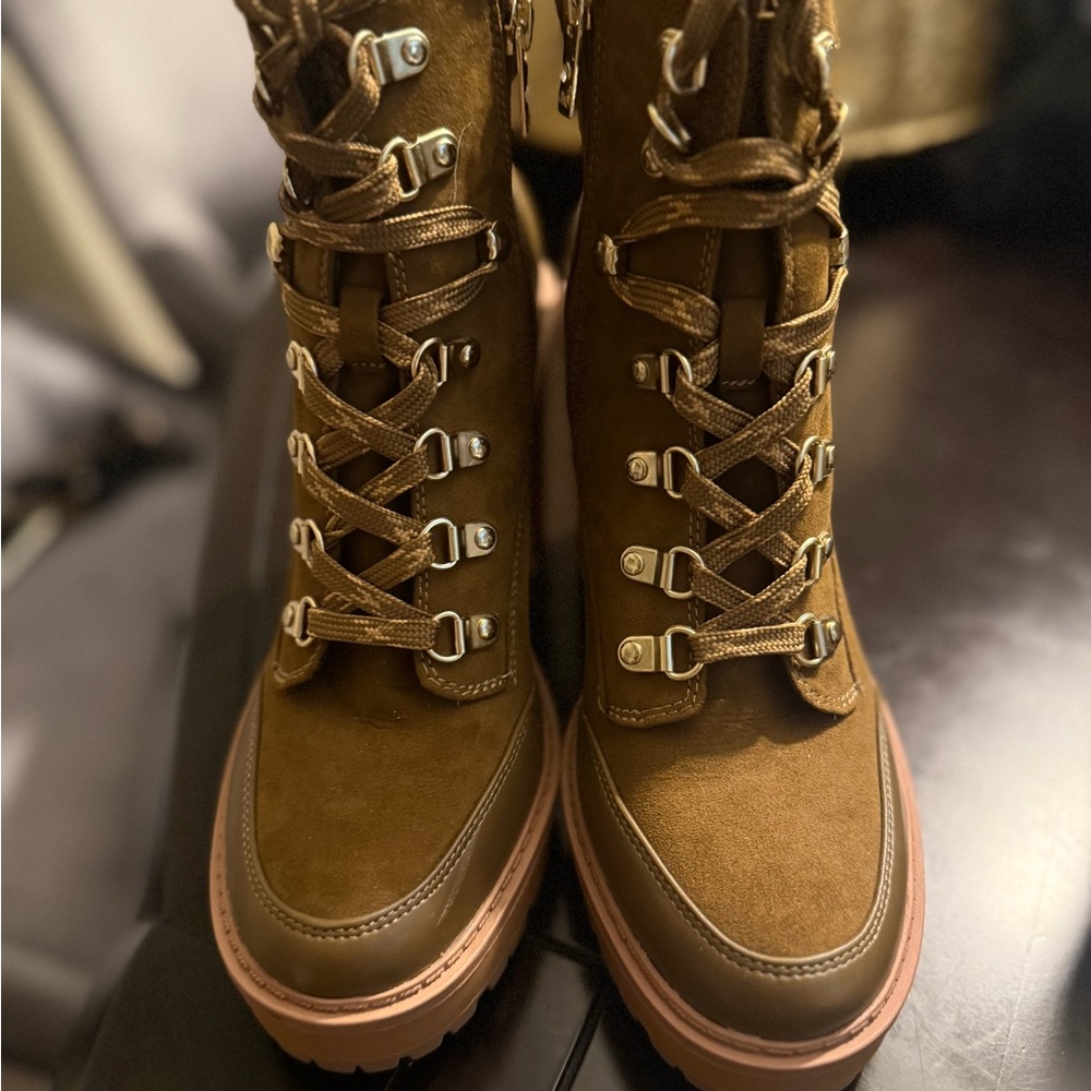 JLO Jennifer Lopez Coblin Lace-Up Lug Heel Boots